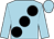 Light blue, large black spots