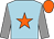Blue-light body, orange star, grey arms, orange cap