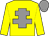 Yellow body, grey cross of lorraine, yellow arms, grey cap