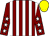 Maroon & white stripes, white stars on sleeves, yellow cap