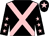 Black, pink cross belts, black sleeves, pink stars, black cap, pink star