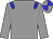 Grey body, blue epaulettes, grey arms, grey cap, blue quartered