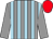 Grey body, light blue striped, grey arms, red cap
