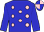 Blue, pink spots, blue sleeves, quartered cap