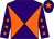 Orange & purple diabolo, purple sleeves, orange stars, purple cap, orange star