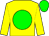 Yellow body, big-green disc, yellow arms, big-green cap