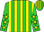 Lime green and yellow stripes, lime green sleeves, yellow stars, striped cap
