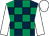 Dark blue and emerald green check, white sleeves and cap