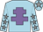 Light blue, mauve cross of lorraine, light blue sleeves, grey stars, light blue cap, grey star