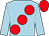 light blue, large red spots, red cap