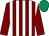 Maroon & white stripes, maroon sleeves, emerald green cap