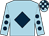 Light blue,dark blue diamond, l blue sleeves,d blue spots,checked diamond cap, d blue peak