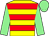 Yellow, red hoops, light green sleeves and cap