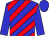 Blue and Red diagonal stripes, Blue sleeves and cap