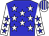 Blue, white stars, white sleeves, blue stars, striped cap