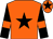 Orange, black star, black sleeves, orange armlets, orange cap, black star