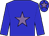 Big-blue body, mauve star, big-blue arms, big-blue cap, mauve star