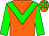 Orange body, big-green chevron, big-green arms, orange cap, big-green checked