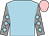 Light blue, grey sleeves, light blue diamonds, pink cap