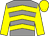 Grey, yellow chevrons, sleeves and cap