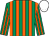 Emerald green and orange stripes, white cap