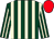 DARK GREEN and BEIGE stripes, RED cap