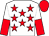 White, red stars, halved sleeves, red cap