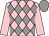Pink & grey diamonds, pink sleeves, grey cap