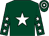 Dark green, white star, white stars on sleeves, hooped cap