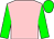 Pink, green sleeves and cap