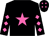 Black, hot pink star, diamonds on sleeves and cap