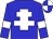 blue, white cross of lorraine and armlets, quartered cap