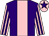 Purple, pink stripe, pink and purple striped sleeves, pink cap, purple star