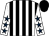 White and black stripes, white sleeves, dark blue stars, black cap