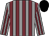 Grey body, garnet striped, grey arms, garnet striped, black cap