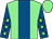 Light green, royal blue stripe, royal blue sleeves, light green stars and cap