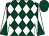 Dark green and white diamonds, white and dark green diabolo on sleeves, dark green cap