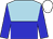 Light blue and blue halved horizontally, blue sleeves, white cap