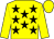 Yellow, black stars, yellow sleeves and cap