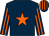 Dark blue, orange star, striped sleeves, striped cap