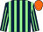 Dark blue and light green stripes, orange cap
