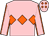 Pink, orange triple diamond, orange seams on sleeves, pink cap, orange diamonds