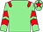 Light green, red epaulettes, red chevrons on sleeves, red star on cap