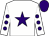 White, purple star, white sleeves, purple spots, purple cap