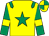 yellow, emerald green star and epaulets, emerald green sleeves, yellow armlets, yellow and emerald green quarted cap