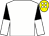 White, black and white halved sleeves, yellow cap, white spots