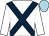 White, dark blue cross sashes, light blue cap