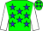 green, blue stars, white sleeves