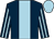 dark blue, light blue stripe, striped sleeves, light blue cap