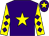Purple, yellow star, yellow sleeves, purple diamonds, purple cap, yellow star